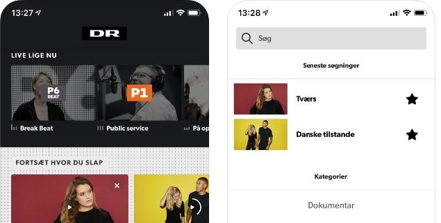 Mobilappen DR Radio, som den vises i Apples App Store. Få vist billedet herover større ved at klikke på det. 