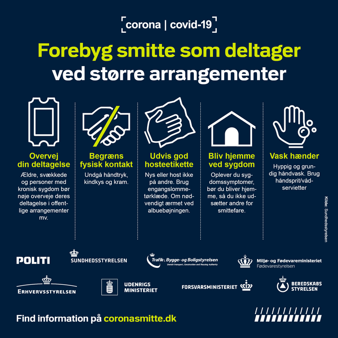 Du kan læse mere om almindelige forholdsregler for klubber/foreninger/selvorganiserede grupper herover.